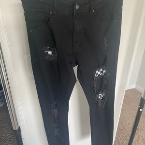 H+E BLACK BIKER JEANS SIZE 30